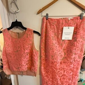 Veronica Beard Pink Sleeveless Top and Skirt Set